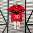 Camiseta Manchester United I 09/10 Conjunto Infantil (Retro)